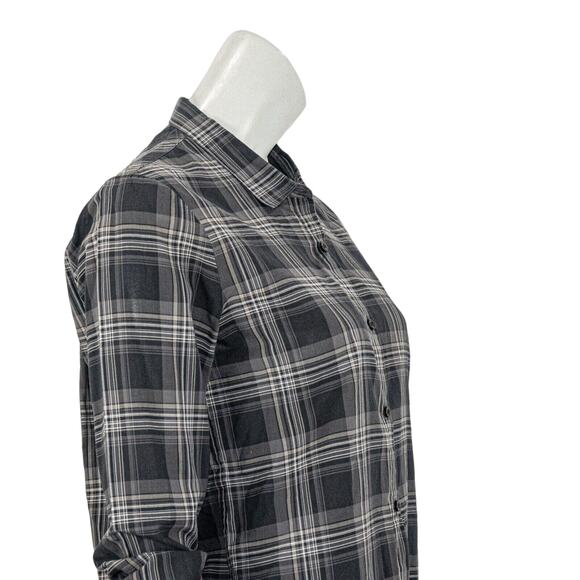 The Kooples Women's Button up Shirt in Black Gray Plaid Cotton Size Medium - Picture 7 of 7